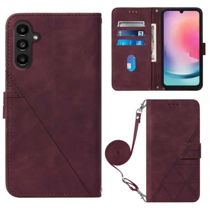 Estuche para teléfono de cuero con tapa en relieve 3D Crossbody, For Xiaomi Redmi 12C / Redmi 11A 4G Global, For Samsung Galaxy A04 Core, For Samsung Galaxy A04e, For Samsung Galaxy A24 4G