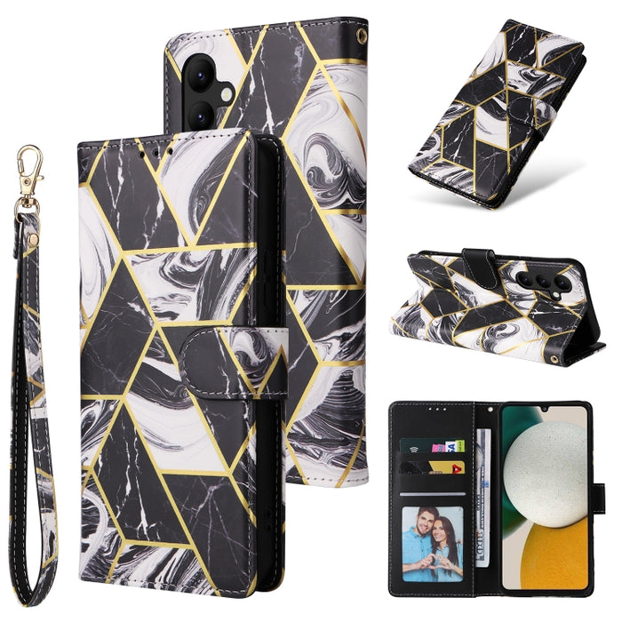 Estuche para teléfono de cuero con costuras bronceadas de mármol, For Samsung Galaxy A34 5G, For Samsung Galaxy A54 5G, For Xiaomi Redmi Note 12 5G, For Xiaomi Redmi Note 12 Pro 5G, For Xiaomi Redmi Note 12 Pro+ 5G