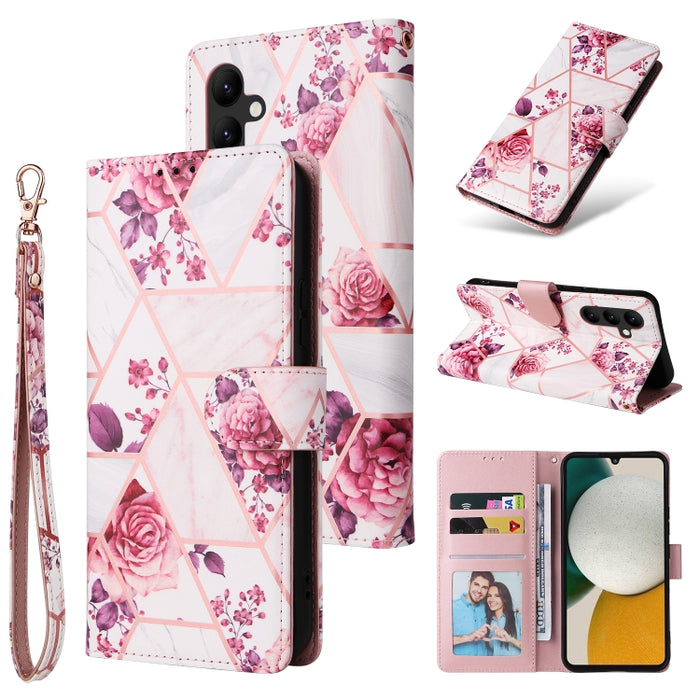 Estuche para teléfono de cuero con costuras bronceadas de mármol, For Samsung Galaxy A34 5G, For Samsung Galaxy A54 5G, For Xiaomi Redmi Note 12 5G, For Xiaomi Redmi Note 12 Pro 5G, For Xiaomi Redmi Note 12 Pro+ 5G