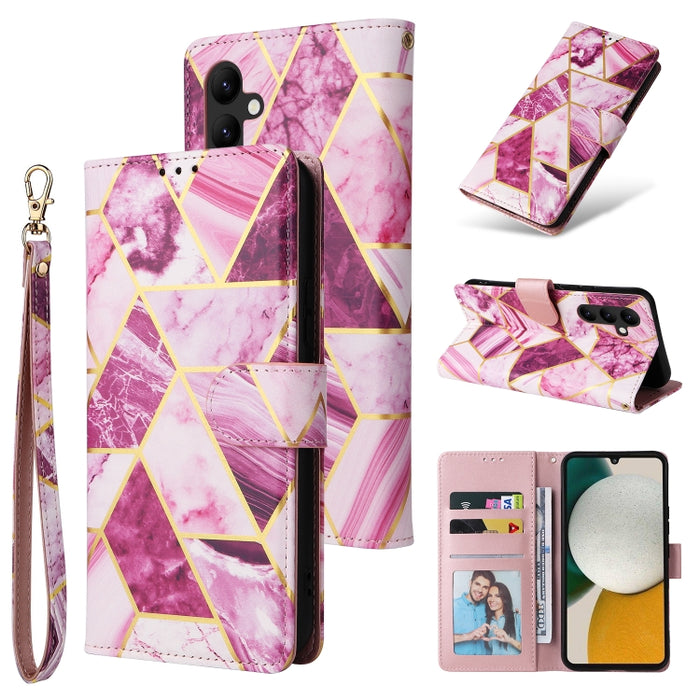 Estuche para teléfono de cuero con costuras bronceadas de mármol, For Samsung Galaxy A34 5G, For Samsung Galaxy A54 5G, For Xiaomi Redmi Note 12 5G, For Xiaomi Redmi Note 12 Pro 5G, For Xiaomi Redmi Note 12 Pro+ 5G