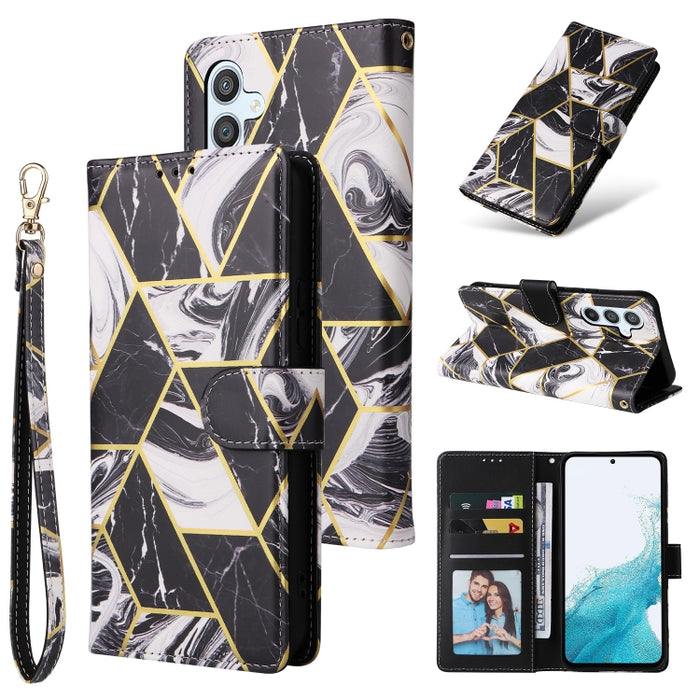 Estuche para teléfono de cuero con costuras bronceadas de mármol, For Samsung Galaxy A34 5G, For Samsung Galaxy A54 5G, For Xiaomi Redmi Note 12 5G, For Xiaomi Redmi Note 12 Pro 5G, For Xiaomi Redmi Note 12 Pro+ 5G
