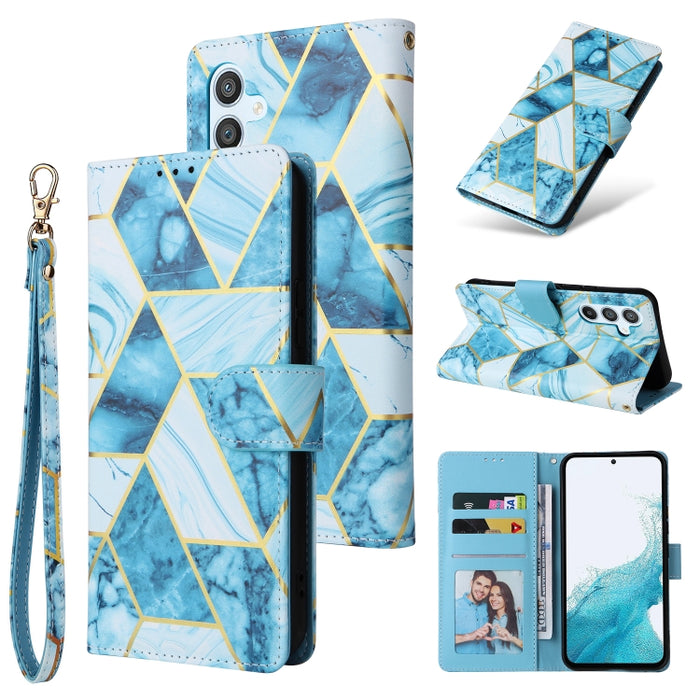 Estuche para teléfono de cuero con costuras bronceadas de mármol, For Samsung Galaxy A34 5G, For Samsung Galaxy A54 5G, For Xiaomi Redmi Note 12 5G, For Xiaomi Redmi Note 12 Pro 5G, For Xiaomi Redmi Note 12 Pro+ 5G