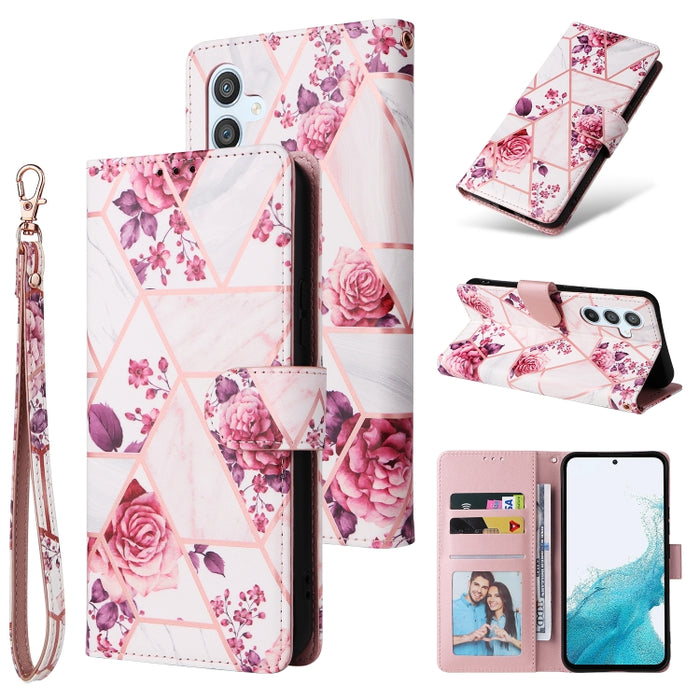 Estuche para teléfono de cuero con costuras bronceadas de mármol, For Samsung Galaxy A34 5G, For Samsung Galaxy A54 5G, For Xiaomi Redmi Note 12 5G, For Xiaomi Redmi Note 12 Pro 5G, For Xiaomi Redmi Note 12 Pro+ 5G