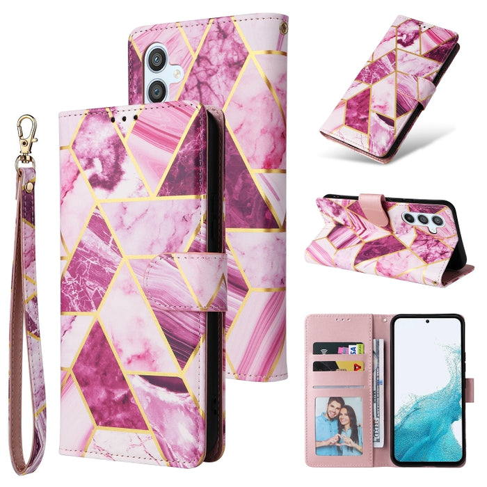 Estuche para teléfono de cuero con costuras bronceadas de mármol, For Samsung Galaxy A34 5G, For Samsung Galaxy A54 5G, For Xiaomi Redmi Note 12 5G, For Xiaomi Redmi Note 12 Pro 5G, For Xiaomi Redmi Note 12 Pro+ 5G