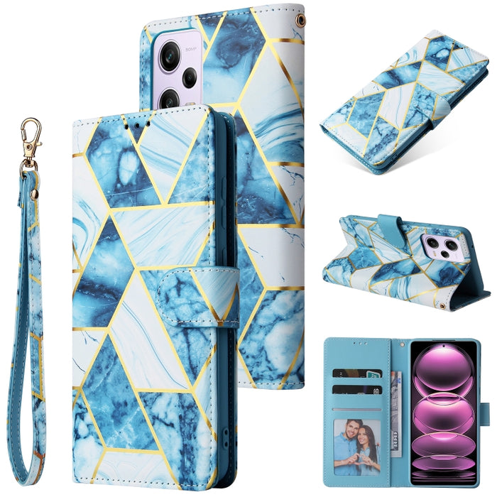 Estuche para teléfono de cuero con costuras bronceadas de mármol, For Samsung Galaxy A34 5G, For Samsung Galaxy A54 5G, For Xiaomi Redmi Note 12 5G, For Xiaomi Redmi Note 12 Pro 5G, For Xiaomi Redmi Note 12 Pro+ 5G