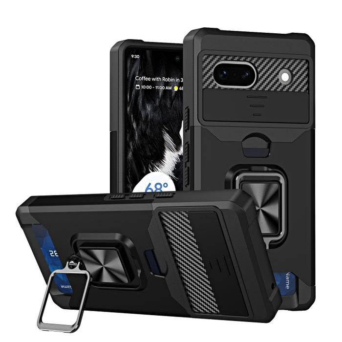 Estuche para teléfono con ranura para tarjeta y protector de cámara con soporte para anillo, For Motorola Moto G Play 2023, For Google Pixel 7a, For Xiaomi Redmi Note 12 5G / Poco X5, For Xiaomi Redmi Note 12 Pro 5G