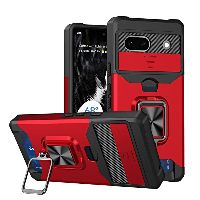 Estuche para teléfono con ranura para tarjeta y protector de cámara con soporte para anillo, For Motorola Moto G Play 2023, For Google Pixel 7a, For Xiaomi Redmi Note 12 5G / Poco X5, For Xiaomi Redmi Note 12 Pro 5G