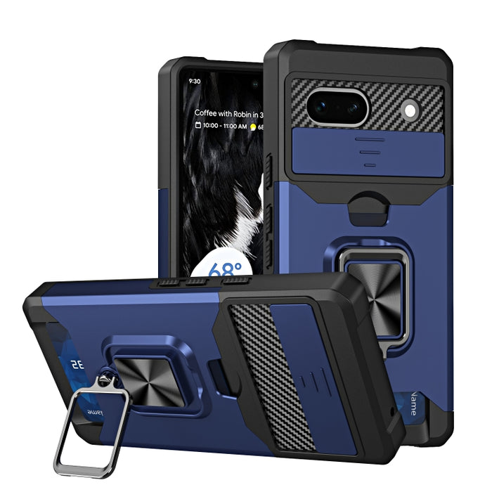 Estuche para teléfono con ranura para tarjeta y protector de cámara con soporte para anillo, For Motorola Moto G Play 2023, For Google Pixel 7a, For Xiaomi Redmi Note 12 5G / Poco X5, For Xiaomi Redmi Note 12 Pro 5G