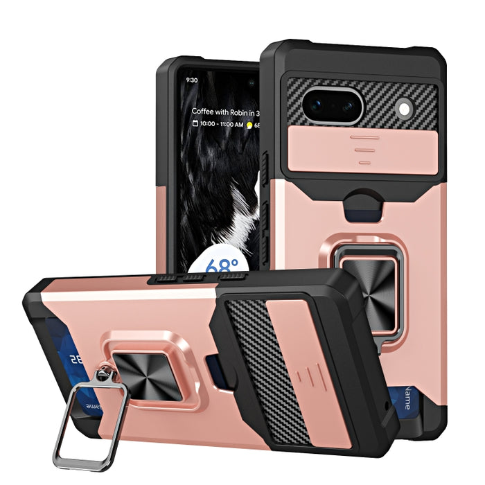 Estuche para teléfono con ranura para tarjeta y protector de cámara con soporte para anillo, For Motorola Moto G Play 2023, For Google Pixel 7a, For Xiaomi Redmi Note 12 5G / Poco X5, For Xiaomi Redmi Note 12 Pro 5G