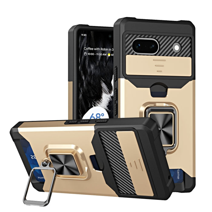 Estuche para teléfono con ranura para tarjeta y protector de cámara con soporte para anillo, For Motorola Moto G Play 2023, For Google Pixel 7a, For Xiaomi Redmi Note 12 5G / Poco X5, For Xiaomi Redmi Note 12 Pro 5G