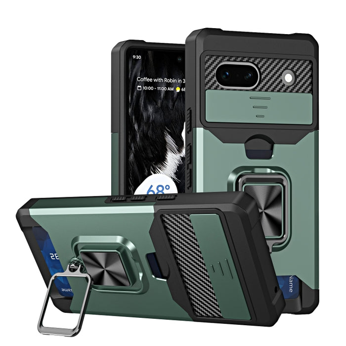 Estuche para teléfono con ranura para tarjeta y protector de cámara con soporte para anillo, For Motorola Moto G Play 2023, For Google Pixel 7a, For Xiaomi Redmi Note 12 5G / Poco X5, For Xiaomi Redmi Note 12 Pro 5G