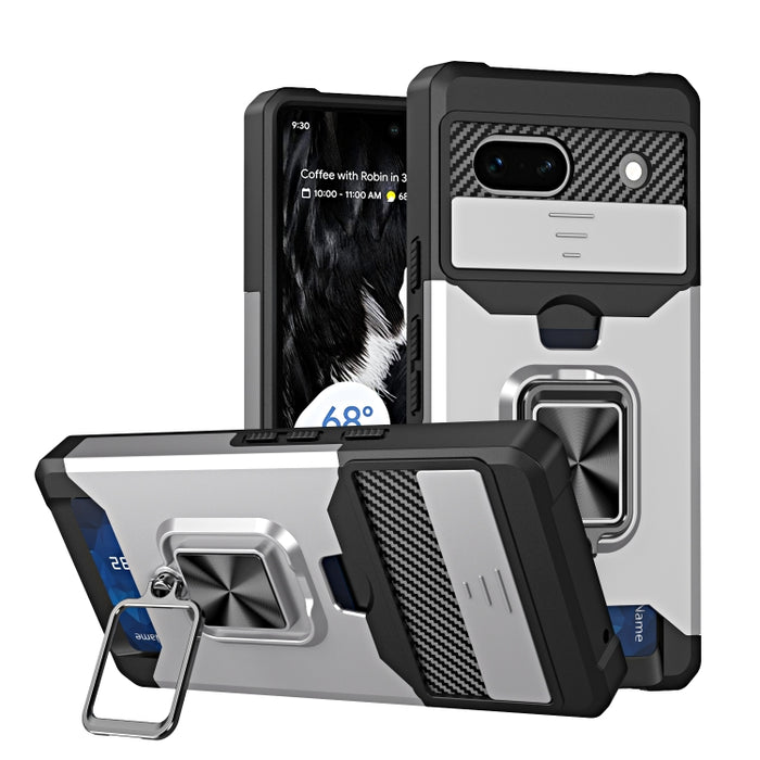 Estuche para teléfono con ranura para tarjeta y protector de cámara con soporte para anillo, For Motorola Moto G Play 2023, For Google Pixel 7a, For Xiaomi Redmi Note 12 5G / Poco X5, For Xiaomi Redmi Note 12 Pro 5G