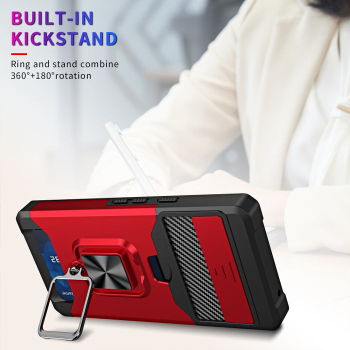 Estuche para teléfono con ranura para tarjeta y protector de cámara con soporte para anillo, For Motorola Moto G Play 2023, For Google Pixel 7a, For Xiaomi Redmi Note 12 5G / Poco X5, For Xiaomi Redmi Note 12 Pro 5G
