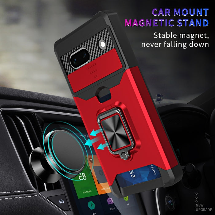 Estuche para teléfono con ranura para tarjeta y protector de cámara con soporte para anillo, For Motorola Moto G Play 2023, For Google Pixel 7a, For Xiaomi Redmi Note 12 5G / Poco X5, For Xiaomi Redmi Note 12 Pro 5G