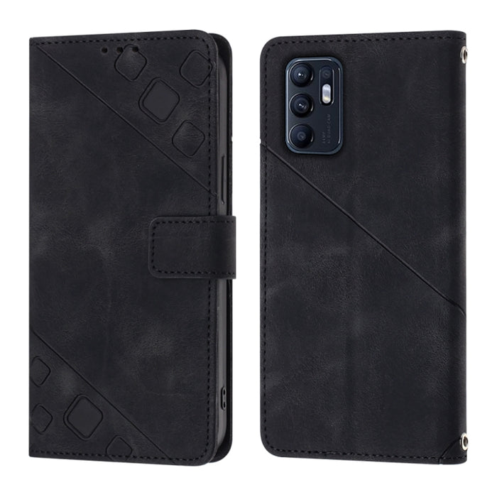 Estuche para teléfono de cuero en relieve con tacto de piel, For OPPO Reno6 5G, For OPPO A9 2020 / A5 2020 / A11X, For OPPO A16 / A54S, For OPPO A16K, For OPPO A57 5G 2022 / Realme V23 / Narzo 50 5G / A77 5G / K10 5G Global / A57 4G / V23i             ...