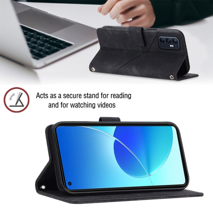 Estuche para teléfono de cuero en relieve con tacto de piel, For OPPO Reno6 5G, For OPPO A9 2020 / A5 2020 / A11X, For OPPO A16 / A54S, For OPPO A16K, For OPPO A57 5G 2022 / Realme V23 / Narzo 50 5G / A77 5G / K10 5G Global / A57 4G / V23i             ...