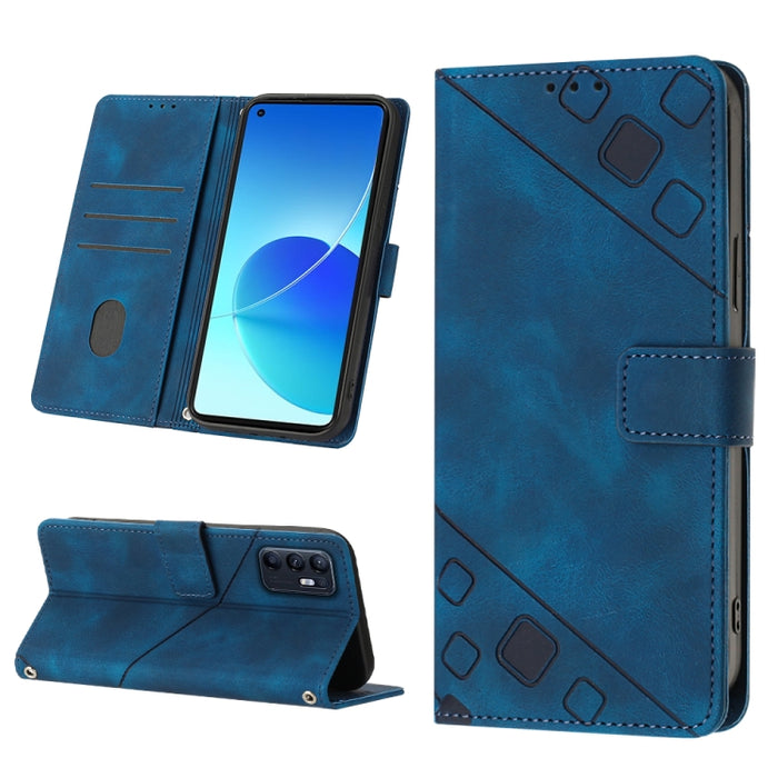 Estuche para teléfono de cuero en relieve con tacto de piel, For OPPO Reno6 5G, For OPPO A9 2020 / A5 2020 / A11X, For OPPO A16 / A54S, For OPPO A16K, For OPPO A57 5G 2022 / Realme V23 / Narzo 50 5G / A77 5G / K10 5G Global / A57 4G / V23i             ...