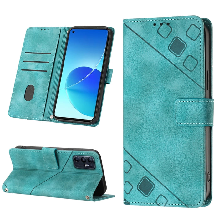 Estuche para teléfono de cuero en relieve con tacto de piel, For OPPO Reno6 5G, For OPPO A9 2020 / A5 2020 / A11X, For OPPO A16 / A54S, For OPPO A16K, For OPPO A57 5G 2022 / Realme V23 / Narzo 50 5G / A77 5G / K10 5G Global / A57 4G / V23i             ...