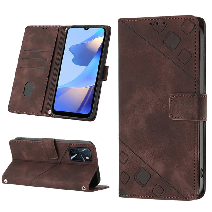 Estuche para teléfono de cuero en relieve con tacto de piel, For OPPO Reno6 5G, For OPPO A9 2020 / A5 2020 / A11X, For OPPO A16 / A54S, For OPPO A16K, For OPPO A57 5G 2022 / Realme V23 / Narzo 50 5G / A77 5G / K10 5G Global / A57 4G / V23i             ...