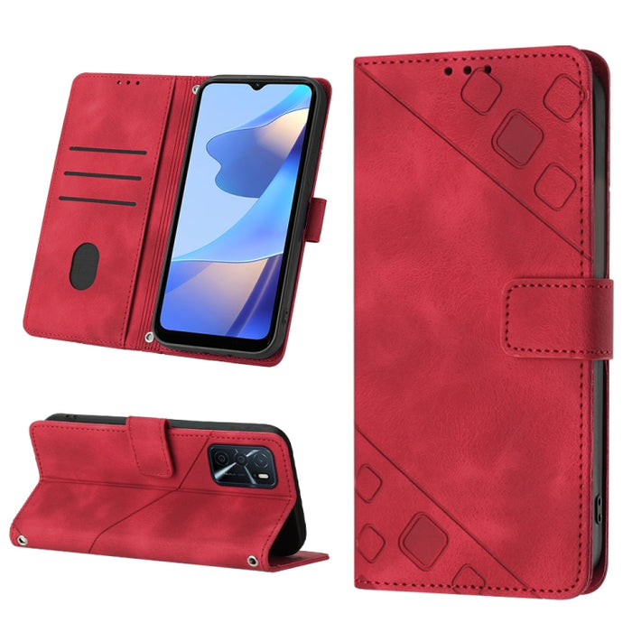 Estuche para teléfono de cuero en relieve con tacto de piel, For OPPO Reno6 5G, For OPPO A9 2020 / A5 2020 / A11X, For OPPO A16 / A54S, For OPPO A16K, For OPPO A57 5G 2022 / Realme V23 / Narzo 50 5G / A77 5G / K10 5G Global / A57 4G / V23i             ...