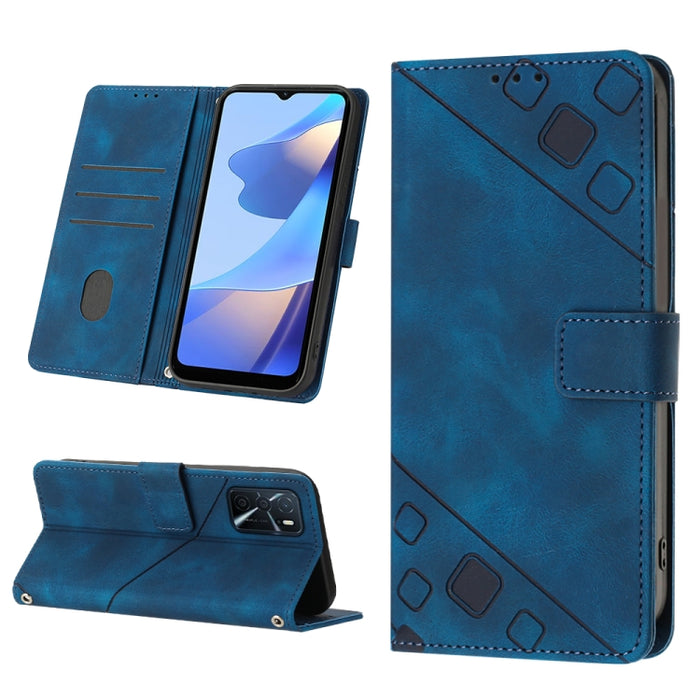 Estuche para teléfono de cuero en relieve con tacto de piel, For OPPO Reno6 5G, For OPPO A9 2020 / A5 2020 / A11X, For OPPO A16 / A54S, For OPPO A16K, For OPPO A57 5G 2022 / Realme V23 / Narzo 50 5G / A77 5G / K10 5G Global / A57 4G / V23i             ...