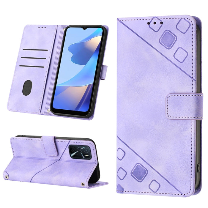 Estuche para teléfono de cuero en relieve con tacto de piel, For OPPO Reno6 5G, For OPPO A9 2020 / A5 2020 / A11X, For OPPO A16 / A54S, For OPPO A16K, For OPPO A57 5G 2022 / Realme V23 / Narzo 50 5G / A77 5G / K10 5G Global / A57 4G / V23i             ...