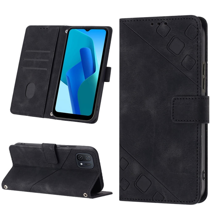 Estuche para teléfono de cuero en relieve con tacto de piel, For OPPO Reno6 5G, For OPPO A9 2020 / A5 2020 / A11X, For OPPO A16 / A54S, For OPPO A16K, For OPPO A57 5G 2022 / Realme V23 / Narzo 50 5G / A77 5G / K10 5G Global / A57 4G / V23i             ...
