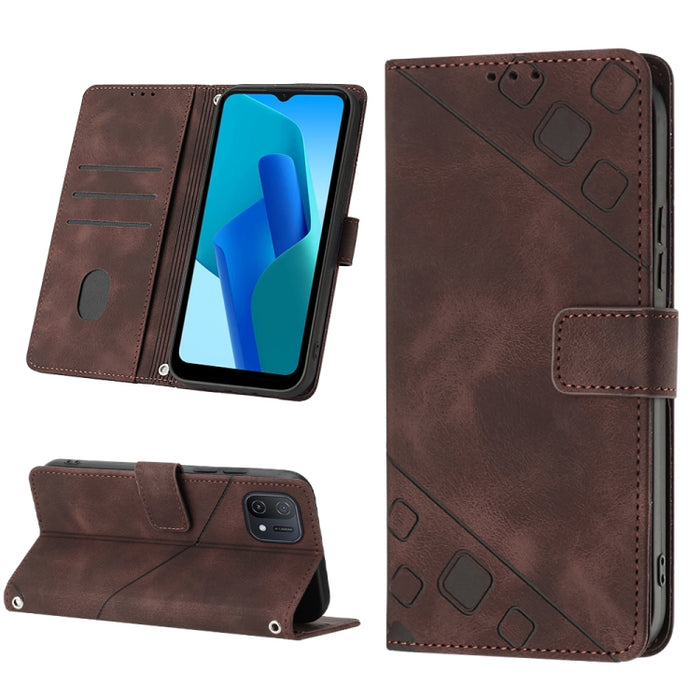 Estuche para teléfono de cuero en relieve con tacto de piel, For OPPO Reno6 5G, For OPPO A9 2020 / A5 2020 / A11X, For OPPO A16 / A54S, For OPPO A16K, For OPPO A57 5G 2022 / Realme V23 / Narzo 50 5G / A77 5G / K10 5G Global / A57 4G / V23i             ...