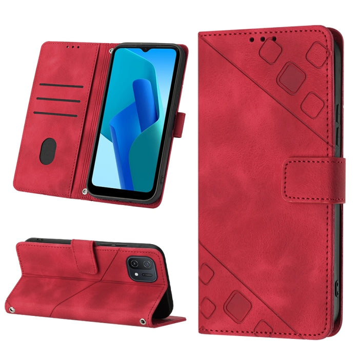 Estuche para teléfono de cuero en relieve con tacto de piel, For OPPO Reno6 5G, For OPPO A9 2020 / A5 2020 / A11X, For OPPO A16 / A54S, For OPPO A16K, For OPPO A57 5G 2022 / Realme V23 / Narzo 50 5G / A77 5G / K10 5G Global / A57 4G / V23i             ...