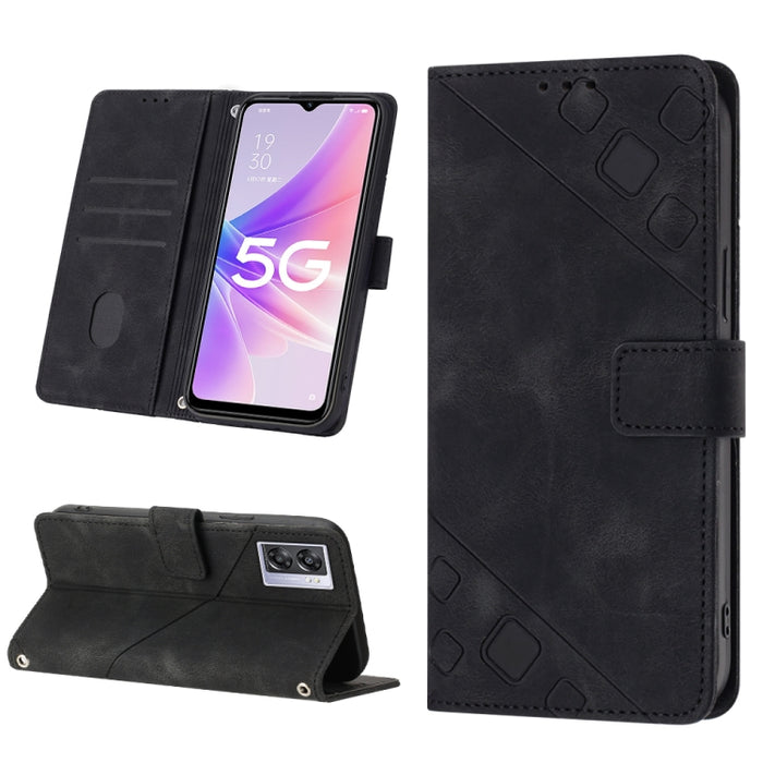 Estuche para teléfono de cuero en relieve con tacto de piel, For OPPO Reno6 5G, For OPPO A9 2020 / A5 2020 / A11X, For OPPO A16 / A54S, For OPPO A16K, For OPPO A57 5G 2022 / Realme V23 / Narzo 50 5G / A77 5G / K10 5G Global / A57 4G / V23i             ...