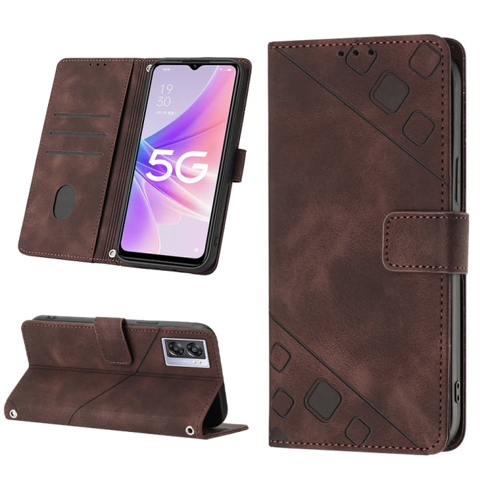 Estuche para teléfono de cuero en relieve con tacto de piel, For OPPO Reno6 5G, For OPPO A9 2020 / A5 2020 / A11X, For OPPO A16 / A54S, For OPPO A16K, For OPPO A57 5G 2022 / Realme V23 / Narzo 50 5G / A77 5G / K10 5G Global / A57 4G / V23i             ...