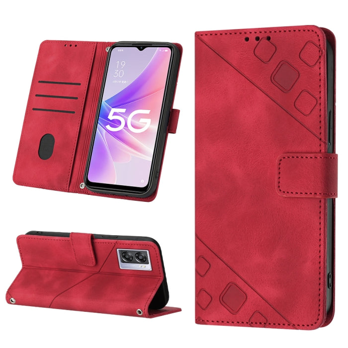 Estuche para teléfono de cuero en relieve con tacto de piel, For OPPO Reno6 5G, For OPPO A9 2020 / A5 2020 / A11X, For OPPO A16 / A54S, For OPPO A16K, For OPPO A57 5G 2022 / Realme V23 / Narzo 50 5G / A77 5G / K10 5G Global / A57 4G / V23i             ...