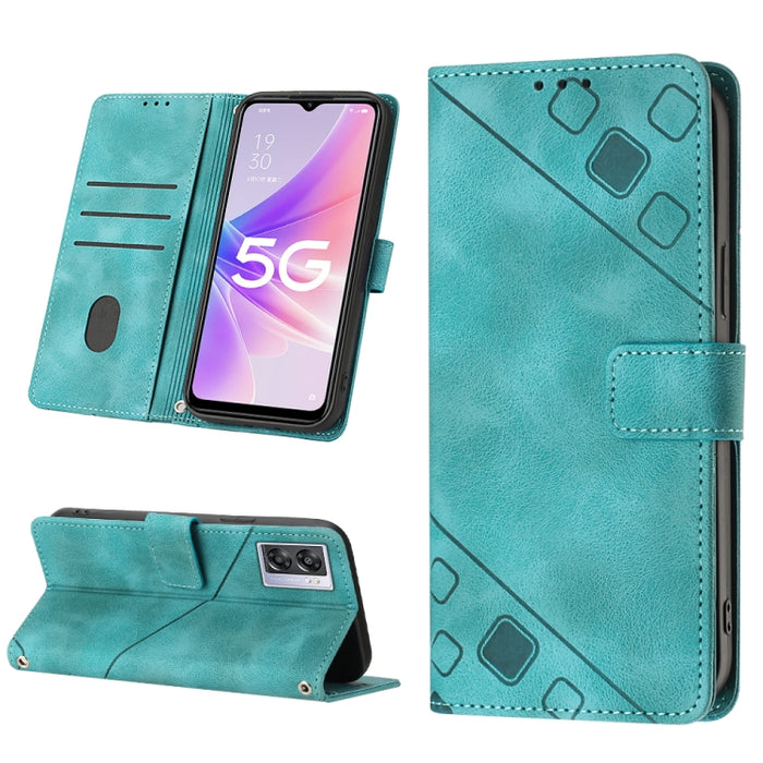 Estuche para teléfono de cuero en relieve con tacto de piel, For OPPO Reno6 5G, For OPPO A9 2020 / A5 2020 / A11X, For OPPO A16 / A54S, For OPPO A16K, For OPPO A57 5G 2022 / Realme V23 / Narzo 50 5G / A77 5G / K10 5G Global / A57 4G / V23i             ...
