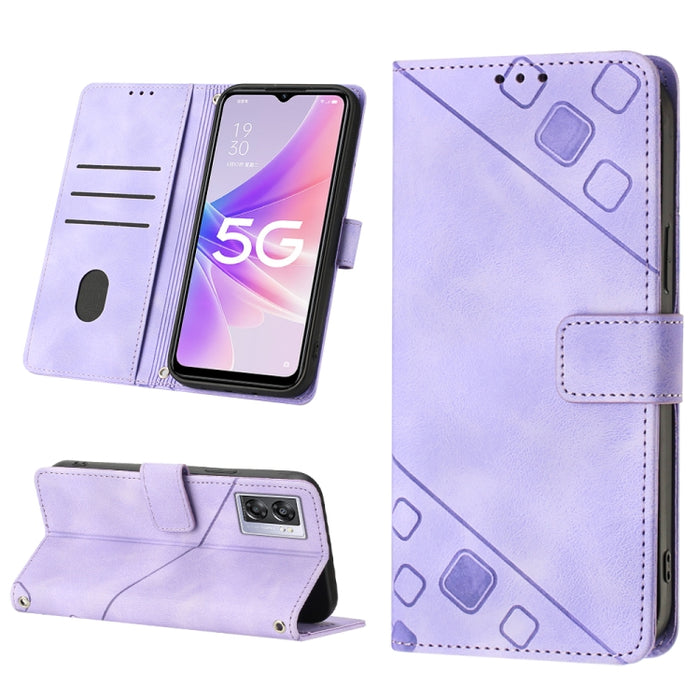 Estuche para teléfono de cuero en relieve con tacto de piel, For OPPO Reno6 5G, For OPPO A9 2020 / A5 2020 / A11X, For OPPO A16 / A54S, For OPPO A16K, For OPPO A57 5G 2022 / Realme V23 / Narzo 50 5G / A77 5G / K10 5G Global / A57 4G / V23i             ...