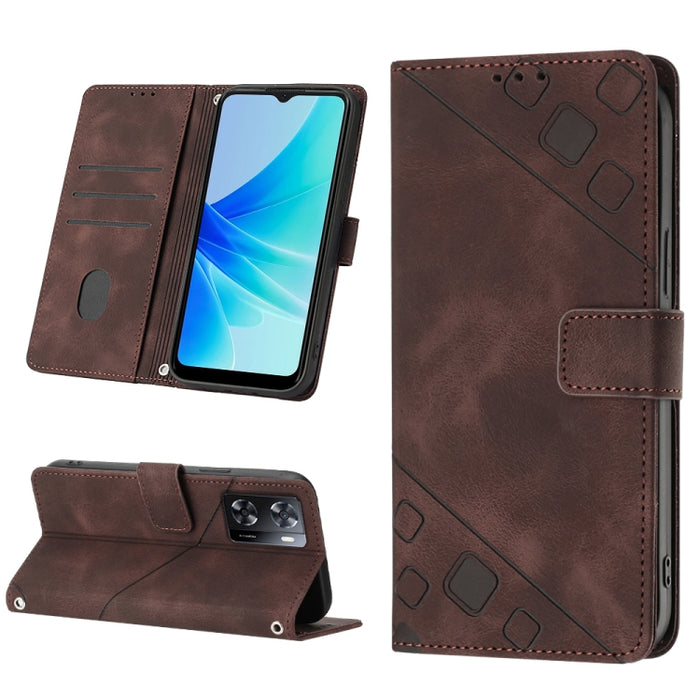 Estuche para teléfono de cuero en relieve con tacto de piel, For OPPO Reno6 5G, For OPPO A9 2020 / A5 2020 / A11X, For OPPO A16 / A54S, For OPPO A16K, For OPPO A57 5G 2022 / Realme V23 / Narzo 50 5G / A77 5G / K10 5G Global / A57 4G / V23i             ...