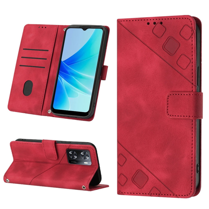 Estuche para teléfono de cuero en relieve con tacto de piel, For OPPO Reno6 5G, For OPPO A9 2020 / A5 2020 / A11X, For OPPO A16 / A54S, For OPPO A16K, For OPPO A57 5G 2022 / Realme V23 / Narzo 50 5G / A77 5G / K10 5G Global / A57 4G / V23i             ...