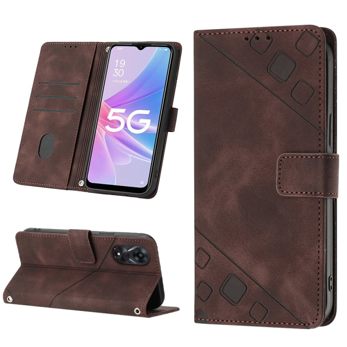 Estuche para teléfono de cuero en relieve con tacto de piel, For OPPO Reno6 5G, For OPPO A9 2020 / A5 2020 / A11X, For OPPO A16 / A54S, For OPPO A16K, For OPPO A57 5G 2022 / Realme V23 / Narzo 50 5G / A77 5G / K10 5G Global / A57 4G / V23i             ...