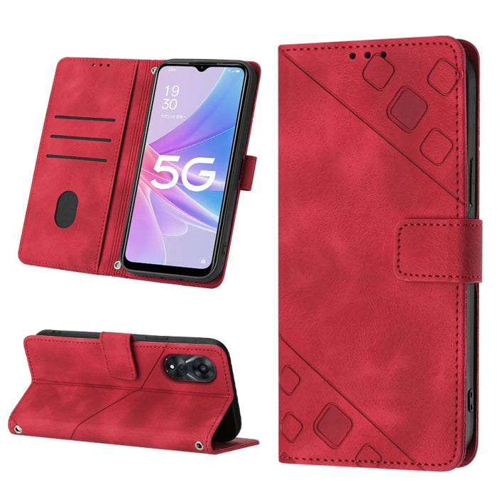 Estuche para teléfono de cuero en relieve con tacto de piel, For OPPO Reno6 5G, For OPPO A9 2020 / A5 2020 / A11X, For OPPO A16 / A54S, For OPPO A16K, For OPPO A57 5G 2022 / Realme V23 / Narzo 50 5G / A77 5G / K10 5G Global / A57 4G / V23i             ...