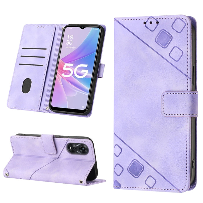 Estuche para teléfono de cuero en relieve con tacto de piel, For OPPO Reno6 5G, For OPPO A9 2020 / A5 2020 / A11X, For OPPO A16 / A54S, For OPPO A16K, For OPPO A57 5G 2022 / Realme V23 / Narzo 50 5G / A77 5G / K10 5G Global / A57 4G / V23i             ...