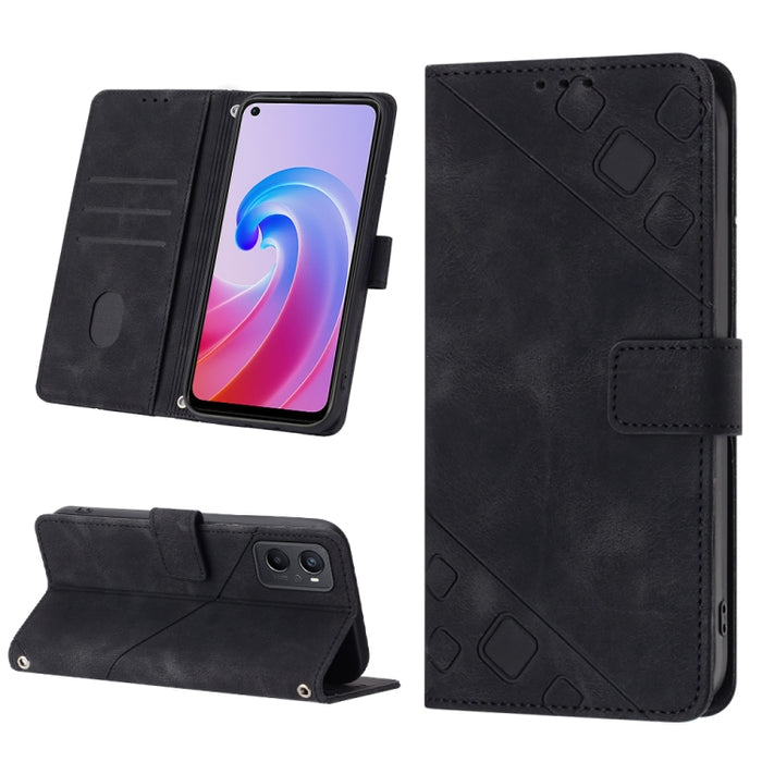 Estuche para teléfono de cuero en relieve con tacto de piel, For OPPO Reno6 5G, For OPPO A9 2020 / A5 2020 / A11X, For OPPO A16 / A54S, For OPPO A16K, For OPPO A57 5G 2022 / Realme V23 / Narzo 50 5G / A77 5G / K10 5G Global / A57 4G / V23i             ...