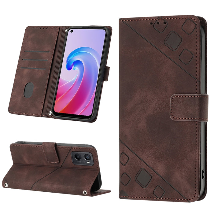 Estuche para teléfono de cuero en relieve con tacto de piel, For OPPO Reno6 5G, For OPPO A9 2020 / A5 2020 / A11X, For OPPO A16 / A54S, For OPPO A16K, For OPPO A57 5G 2022 / Realme V23 / Narzo 50 5G / A77 5G / K10 5G Global / A57 4G / V23i             ...
