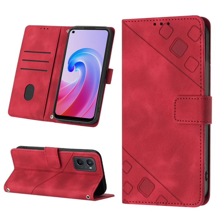 Estuche para teléfono de cuero en relieve con tacto de piel, For OPPO Reno6 5G, For OPPO A9 2020 / A5 2020 / A11X, For OPPO A16 / A54S, For OPPO A16K, For OPPO A57 5G 2022 / Realme V23 / Narzo 50 5G / A77 5G / K10 5G Global / A57 4G / V23i             ...