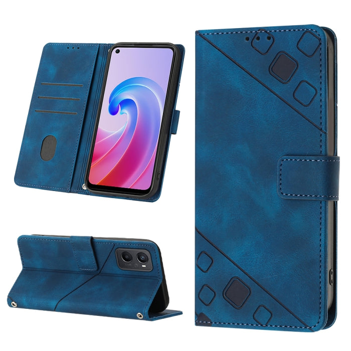 Estuche para teléfono de cuero en relieve con tacto de piel, For OPPO Reno6 5G, For OPPO A9 2020 / A5 2020 / A11X, For OPPO A16 / A54S, For OPPO A16K, For OPPO A57 5G 2022 / Realme V23 / Narzo 50 5G / A77 5G / K10 5G Global / A57 4G / V23i             ...