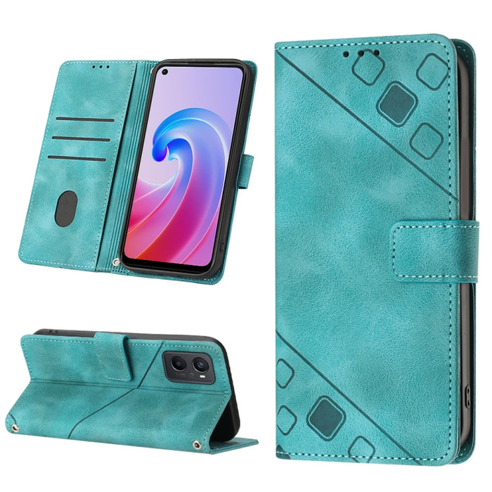 Estuche para teléfono de cuero en relieve con tacto de piel, For OPPO Reno6 5G, For OPPO A9 2020 / A5 2020 / A11X, For OPPO A16 / A54S, For OPPO A16K, For OPPO A57 5G 2022 / Realme V23 / Narzo 50 5G / A77 5G / K10 5G Global / A57 4G / V23i             ...