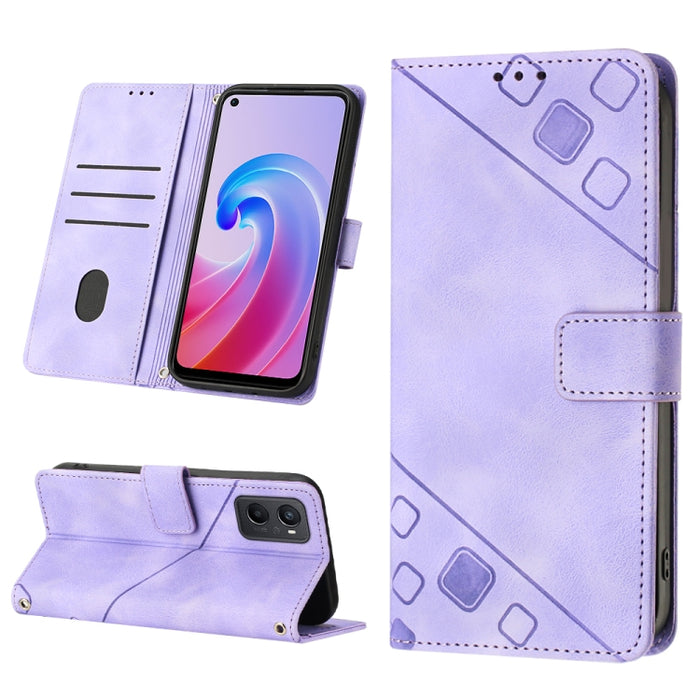 Estuche para teléfono de cuero en relieve con tacto de piel, For OPPO Reno6 5G, For OPPO A9 2020 / A5 2020 / A11X, For OPPO A16 / A54S, For OPPO A16K, For OPPO A57 5G 2022 / Realme V23 / Narzo 50 5G / A77 5G / K10 5G Global / A57 4G / V23i             ...