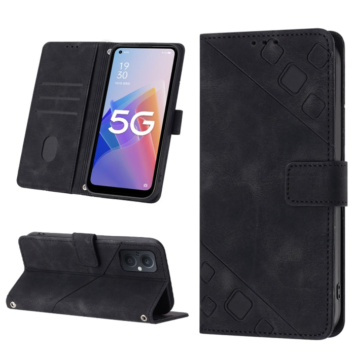 Estuche para teléfono de cuero en relieve con tacto de piel, For OPPO Reno6 5G, For OPPO A9 2020 / A5 2020 / A11X, For OPPO A16 / A54S, For OPPO A16K, For OPPO A57 5G 2022 / Realme V23 / Narzo 50 5G / A77 5G / K10 5G Global / A57 4G / V23i             ...