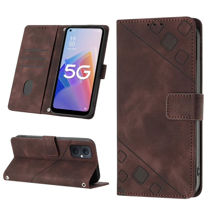 Estuche para teléfono de cuero en relieve con tacto de piel, For OPPO Reno6 5G, For OPPO A9 2020 / A5 2020 / A11X, For OPPO A16 / A54S, For OPPO A16K, For OPPO A57 5G 2022 / Realme V23 / Narzo 50 5G / A77 5G / K10 5G Global / A57 4G / V23i             ...