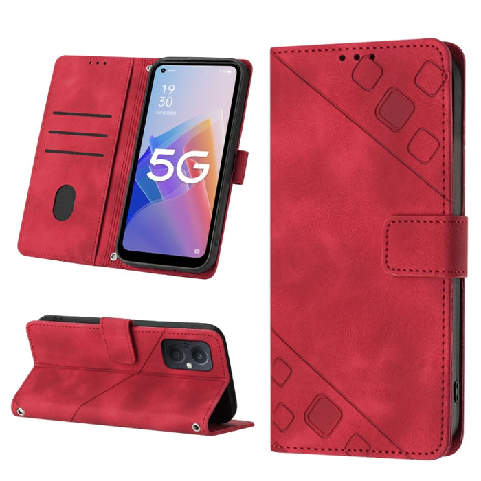 Estuche para teléfono de cuero en relieve con tacto de piel, For OPPO Reno6 5G, For OPPO A9 2020 / A5 2020 / A11X, For OPPO A16 / A54S, For OPPO A16K, For OPPO A57 5G 2022 / Realme V23 / Narzo 50 5G / A77 5G / K10 5G Global / A57 4G / V23i             ...