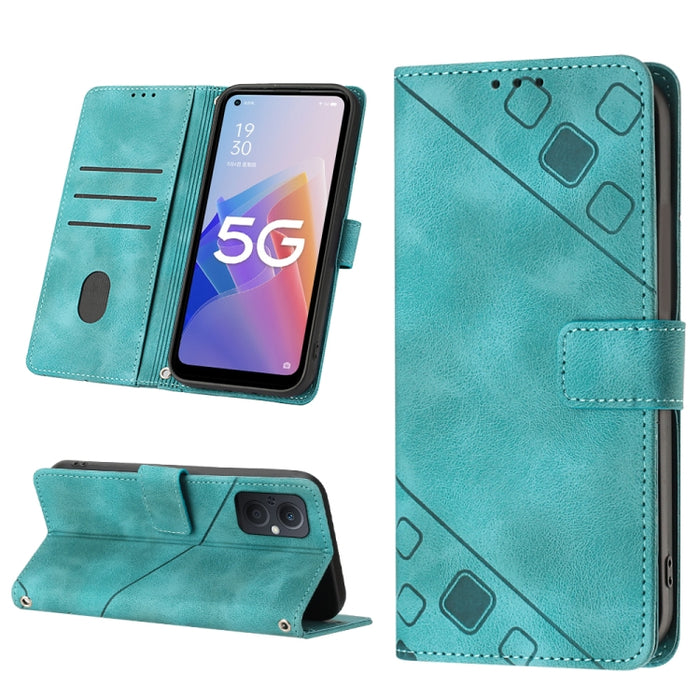 Estuche para teléfono de cuero en relieve con tacto de piel, For OPPO Reno6 5G, For OPPO A9 2020 / A5 2020 / A11X, For OPPO A16 / A54S, For OPPO A16K, For OPPO A57 5G 2022 / Realme V23 / Narzo 50 5G / A77 5G / K10 5G Global / A57 4G / V23i             ...
