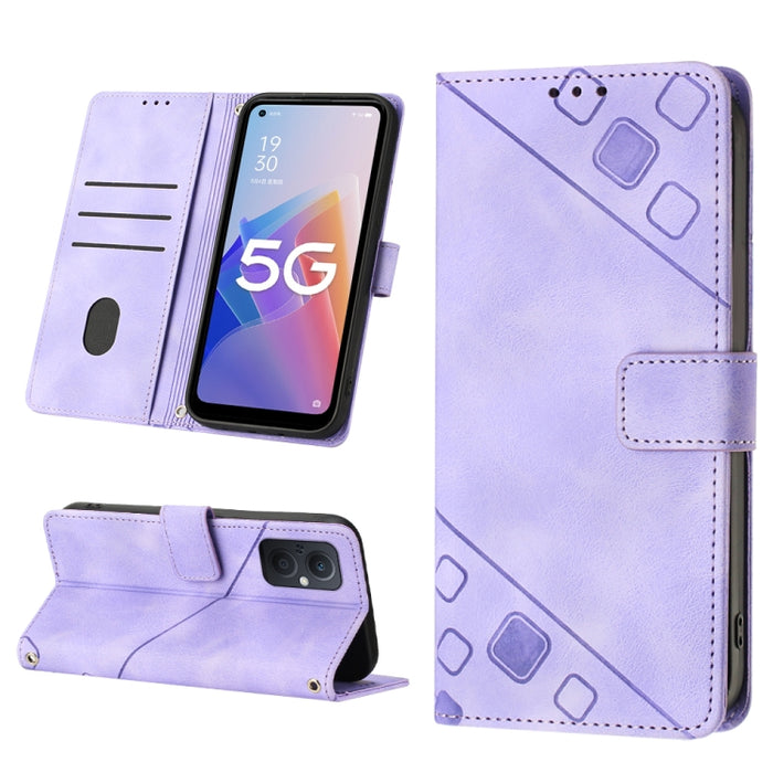 Estuche para teléfono de cuero en relieve con tacto de piel, For OPPO Reno6 5G, For OPPO A9 2020 / A5 2020 / A11X, For OPPO A16 / A54S, For OPPO A16K, For OPPO A57 5G 2022 / Realme V23 / Narzo 50 5G / A77 5G / K10 5G Global / A57 4G / V23i             ...